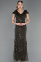 Long Olive Drab Beaded Plus Size Evening Dress ABU6672