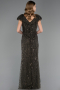 Long Olive Drab Beaded Plus Size Evening Dress ABU6672