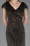 Long Olive Drab Beaded Plus Size Evening Dress ABU6672