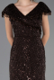 Long Brown Beaded Plus Size Evening Dress ABU6672