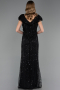 Long Black Beaded Plus Size Evening Dress ABU6672