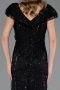 Long Black Beaded Plus Size Evening Dress ABU6672