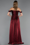 Long Burgundy Chiffon Prom Gown ABU6674