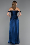 Long Navy Blue Chiffon Prom Gown ABU6674