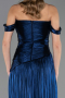 Long Navy Blue Chiffon Prom Gown ABU6674