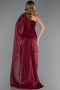 Long Burgundy Chiffon Evening Dress ABU6675
