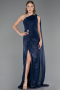 Long Navy Blue Chiffon Evening Dress ABU6675