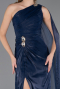 Long Navy Blue Chiffon Evening Dress ABU6675