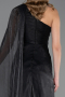 Long Black Chiffon Evening Dress ABU6675