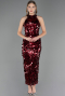 Long Burgundy Scaly Evening Dress ABU6676