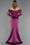 Long Plum Satin Plus Size Evening Dress ABU5831
