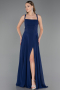 Long Navy Blue Chiffon Prom Gown ABU6677