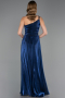 Long Navy Blue Chiffon Prom Gown ABU6678