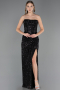 Long Black Beaded Evening Dress ABU6679