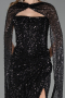Long Black Beaded Evening Dress ABU6679