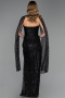 Long Black Beaded Evening Dress ABU6679