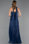 Long Navy Blue Chiffon Evening Dress ABU6681