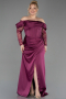 Long Plum Satin Plus Size Evening Dress ABU6667