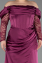 Long Plum Satin Plus Size Evening Dress ABU6667