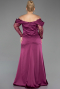 Long Plum Satin Plus Size Evening Dress ABU6667