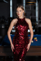 Long Burgundy Scaly Evening Dress ABU6676