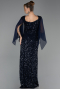 Long Navy Blue Plus Size Evening Gown ABU6687