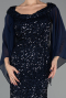 Long Navy Blue Plus Size Evening Gown ABU6687