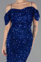 Midi Sax Blue Plus Size Cocktail Dress ABK2534