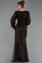 Long Brown Beaded Plus Size Evening Dress ABU6292