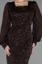 Long Brown Beaded Plus Size Evening Dress ABU6292