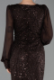 Long Brown Beaded Plus Size Evening Dress ABU6292