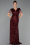 Long Burgundy Scaly Plus Size Evening Dress ABU6688