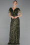 Long Olive Drab Scaly Plus Size Evening Dress ABU6688