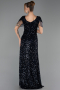 Long Navy Blue Scaly Plus Size Evening Dress ABU6688