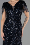 Long Navy Blue Scaly Plus Size Evening Dress ABU6688