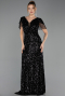 Long Black Scaly Plus Size Evening Dress ABU6688