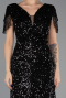 Long Black Scaly Plus Size Evening Dress ABU6688