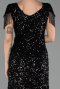 Long Black Scaly Plus Size Evening Dress ABU6688