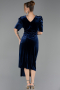 Midi Navy Blue Velvet Plus Size Velvet Evening Dresses ABK2706
