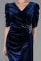 Midi Navy Blue Velvet Plus Size Velvet Evening Dresses ABK2706