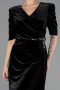 Midi Black Velvet Plus Size Velvet Evening Dresses ABK2706