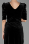 Midi Black Velvet Plus Size Velvet Evening Dresses ABK2706