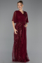 Long Burgundy Beaded Plus Size Evening Dress ABU6689