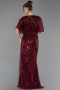 Long Burgundy Beaded Plus Size Evening Dress ABU6689
