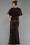 Long Brown Beaded Plus Size Evening Dress ABU6689
