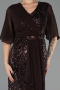 Long Brown Beaded Plus Size Evening Dress ABU6689