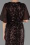 Long Brown Beaded Plus Size Evening Dress ABU6689