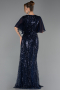 Long Navy Blue Beaded Plus Size Evening Dress ABU6689