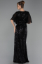 Long Black Beaded Plus Size Evening Dress ABU6689