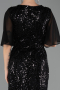 Long Black Beaded Plus Size Evening Dress ABU6689